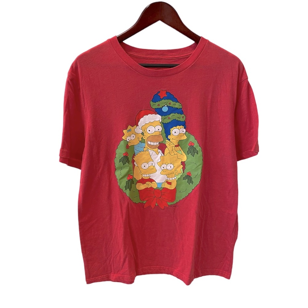The Simpson’s Family Christmas Red TShirt Homer Bart Marge Lisa XL TV Cartoon